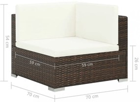 7-részes barna polyrattan kerti bútorszett párnákkal