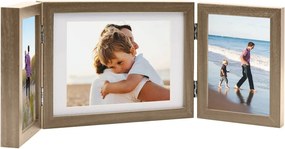 vidaXL világosbarna háromszárnyas fényképkeret 22x15 cm + 2x(10x15 cm)