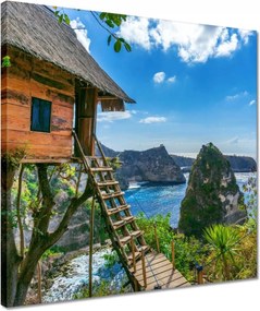 Vászonkép 40x40 Faház Tenger