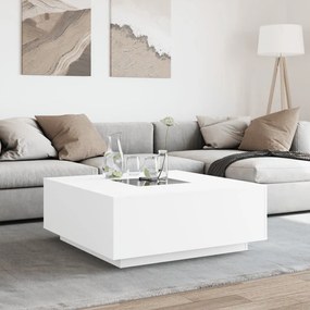 Fehér végtelen hatású LED-es dohányzóasztal 100 x 100 x 40 cm