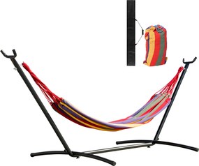 Outsunny Hintaágy Acél Állvánnyal – Hordozható Kerti Hintaágy 6 Állítható Magassággal és Hordtáskával – Terepi Terhelhetőség 120 kg 200x150 cm Tarkar
