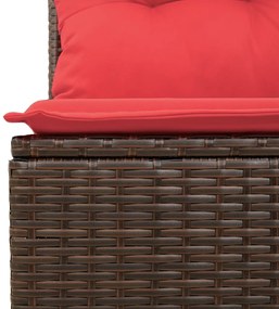 4 személyes barna polyrattan kerti kanapé párnákkal
