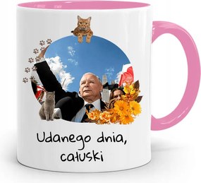 Rózsaszín Vicces Bögre Jaroslaw Kaczynski fényképes nyomattal