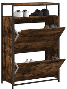 füstös tölgy színű szerelt fa cipőszekrény 75x34x112 cm