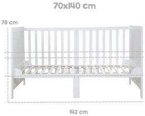 Fehér babaágy állítható magassággal 70x140 cm Easy Sleep – Roba