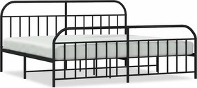 vidaXL fekete fém ágykeret fej- és lábtámlával 193 x 203 cm
