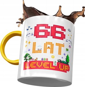 Sárga Bögre Születésnapra 66 66-es 66-os Ajándék Nyomtatott Fotóval