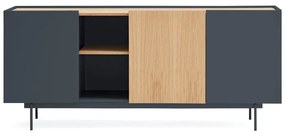 Antracitszürke-natúr színű alacsony komód tölgyfa dekorral 180x78 cm Otto – Teulat