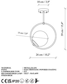 Aranyszínű mennyezeti lámpa üveg búrával 39x26 cm Dolunay – Opviq lights