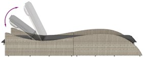 világosszürke polyrattan napozóágy párnával 60x205x73 cm
