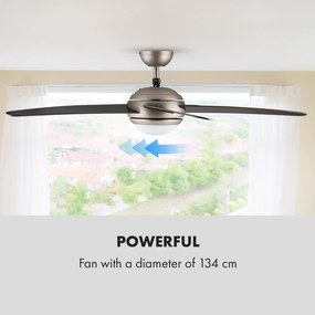 Bolero, 55W, mennyezeti ventilátor lámpával, 134cm, diófa karok, távirányító