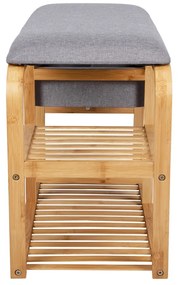 Bench bambusz cipőtartó szürke ülőrésszel, szélesség 70 cm - Leitmotiv