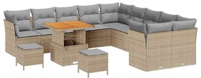 vidaXL Kerti Kanapé Szett 13 pcs Bézs polirattan
