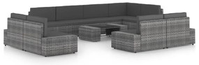 vidaXL 10 részes szürke polyrattan kerti ülőgarnitúra párnákkal