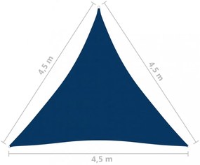 kék háromszögű oxford-szövet napvitorla 4,5x4,5x4,5 m