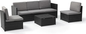 AVENBERG VIS Kerti rattan garnitúra - fekete/sötétszürke