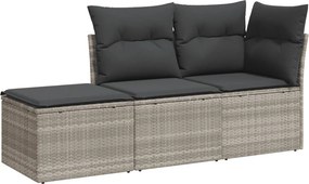 vidaXL 3 részes világosszürke polyrattan kerti ülőgarnitúra párnával