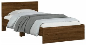 barna tölgy színű ágykeret fejtámlával és LED-ekkel 100x200 cm