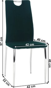 Étkezőszék, smaragd Velvet szövet/króm, OLIVA NEW