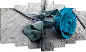 Vászonkép 140x80 Kék rózsa a deszkákon