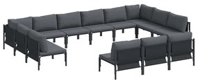 vidaXL Kerti Kanapé Szett párnával 13 pcs Fekete Acél