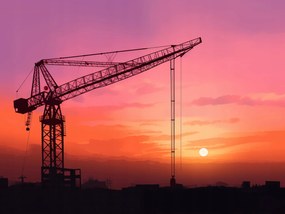 Poszter 80x60cm Esti hangulat az építkezésen