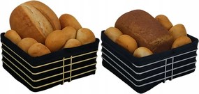 Kenyértartó Kosár 21,5 x 21,5 x 11 CM Ezüst, Fekete Betéttel