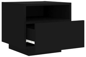 2 db fekete éjjeliszekrény LED-világítással 40 x 39 x 37 cm