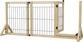 PawHut Fa Kutyabiztosító 112-159x70 cm Bővíthető Háziállat Keverő Ajtóhoz, Folyosóhoz és Lépcsőkhez Trianguláris Támogató Lábakkal Természetes Fából |