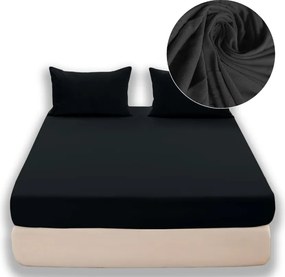 Gumis lepedő 160x200cm Cotton world jersey Fekete puha GK08