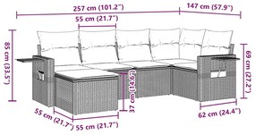 7 részes fekete polyrattan kerti ülőgarnitúra párnával