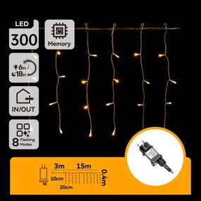 Aigostar - LED kültéri karácsonyi fényfüzér 300xLED/6W/230V/8 üzemmód 15x0,4m IP44 meleg fehér