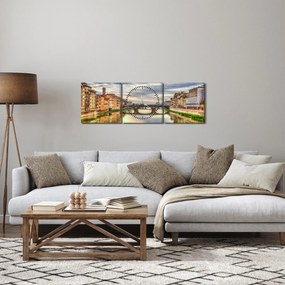 Város folyóval képe (órával) (90x30 cm)