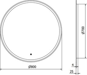 Mexen Gobi, LED kör alakú fürdoszobai tükör háttérvilágítással 80 cm, 6000K, páramentes, 9801-080-080-611-00