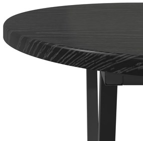 Fekete Tömörfa Dohányzóasztal 80x40x40,5 cm Műgyantával és Fémmel