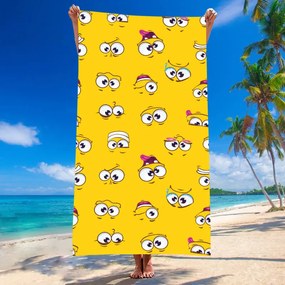 Strandtörölköző SMILE 100x180 cm sárga, 100% mikroszálas
