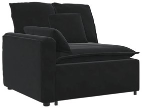 fekete moduláris kanapé karfás végmodul párnákkal 100 cm