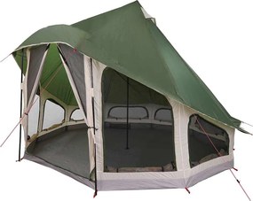vidaXL Családi Tipi sátor Tipi tetővel Zöld 404 x 370 x 270 cm