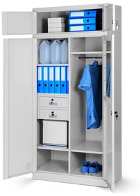 Fém öltözőszekrény BORYS, 900 x 1850 x 500 mm, szürke