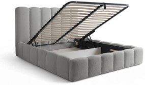 Aura kárpitozott ágy ágyneműtartóval 180x200 cm - szürke Quelle 83 bouclé