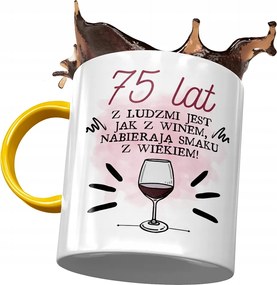 Sárga Bögre Születésnapra 75 75-es 75-ös Ajándék Nyomtatott Fotóval