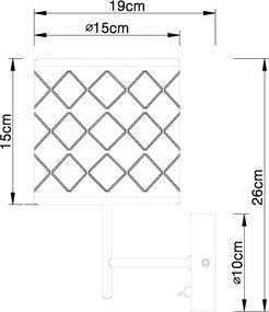 Globo 15229W Falikar textil,fekete-arany, BxH:150x260, AL:190, exkl. 1xE14 40W 230V