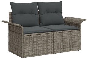 9 Darabos Kerti Sofa Szett Párnákkal Szürke Poli Rattan