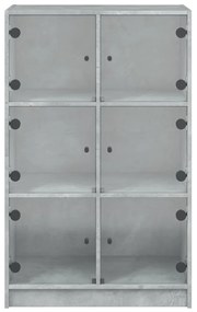betonszürke szerelt fa magasszekrény ajtókkal 68 x 37 x 109 cm