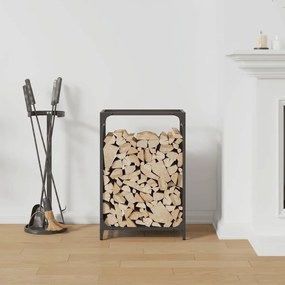 fekete hidegen hengerelt acél tűzifatároló 44x28x65 cm