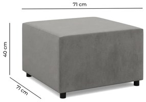 Zeus puff, bársony, 70x70, világosszürke