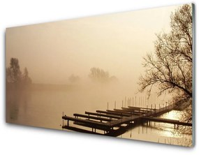 Üvegkép Bridge Vízi köd táj 100x50 cm