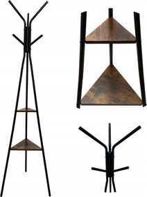 Ruhaakasztó Álló Fekete Fém Loft Aldo Rustic 2 Polc