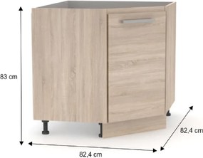 Alsó sarokszekrény, tölgy sonoma, univerzális, NOVA PLUS NOPL-065-RS