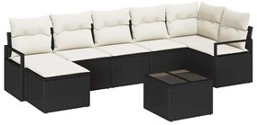 vidaXL Kanapé Szett párnával 8 pcs Fekete polirattan